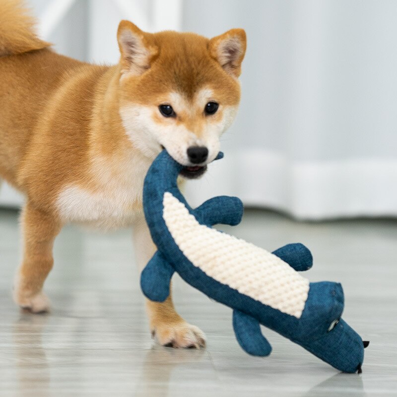 Interactive Plush Alligator Chew Toy for Dogs_2