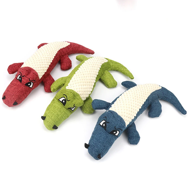 Interactive Plush Alligator Chew Toy for Dogs_5