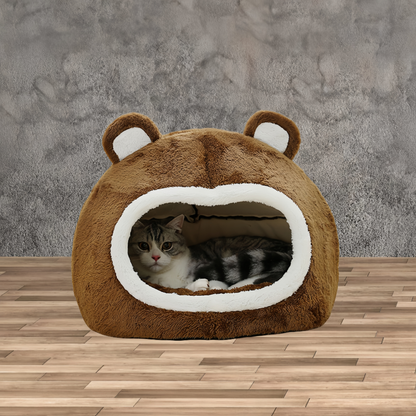 Funny Cat Bed Warm Pet House Soft Long Plush Kitten Tent Cave_5