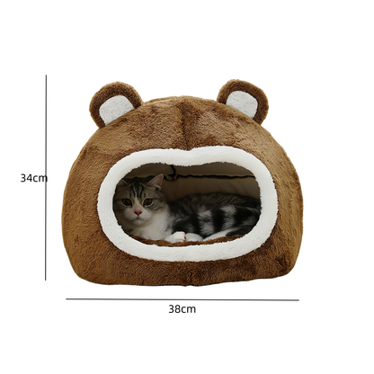 Funny Cat Bed Warm Pet House Soft Long Plush Kitten Tent Cave_9