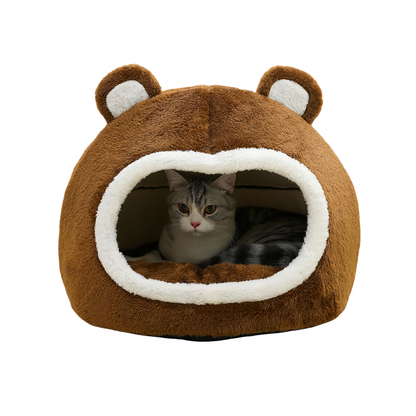 Funny Cat Bed Warm Pet House Soft Long Plush Kitten Tent Cave_0