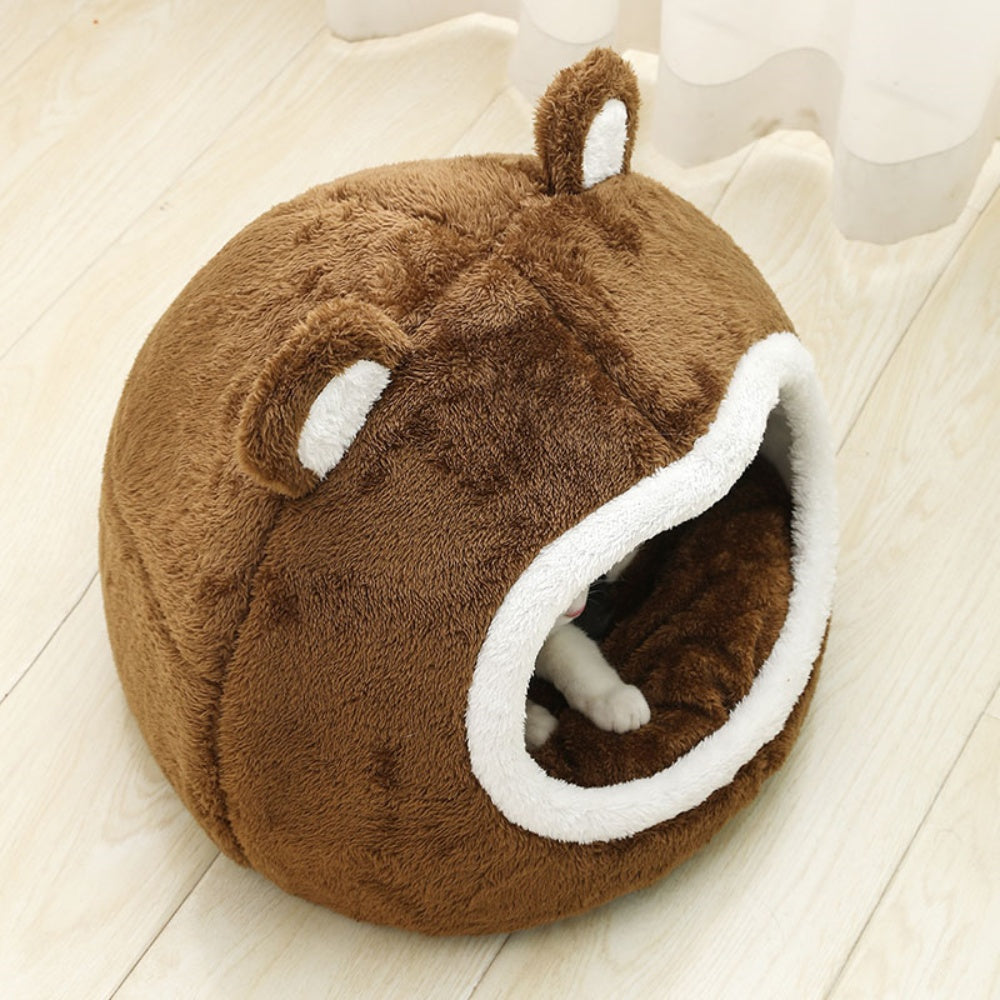 Funny Cat Bed Warm Pet House Soft Long Plush Kitten Tent Cave_6