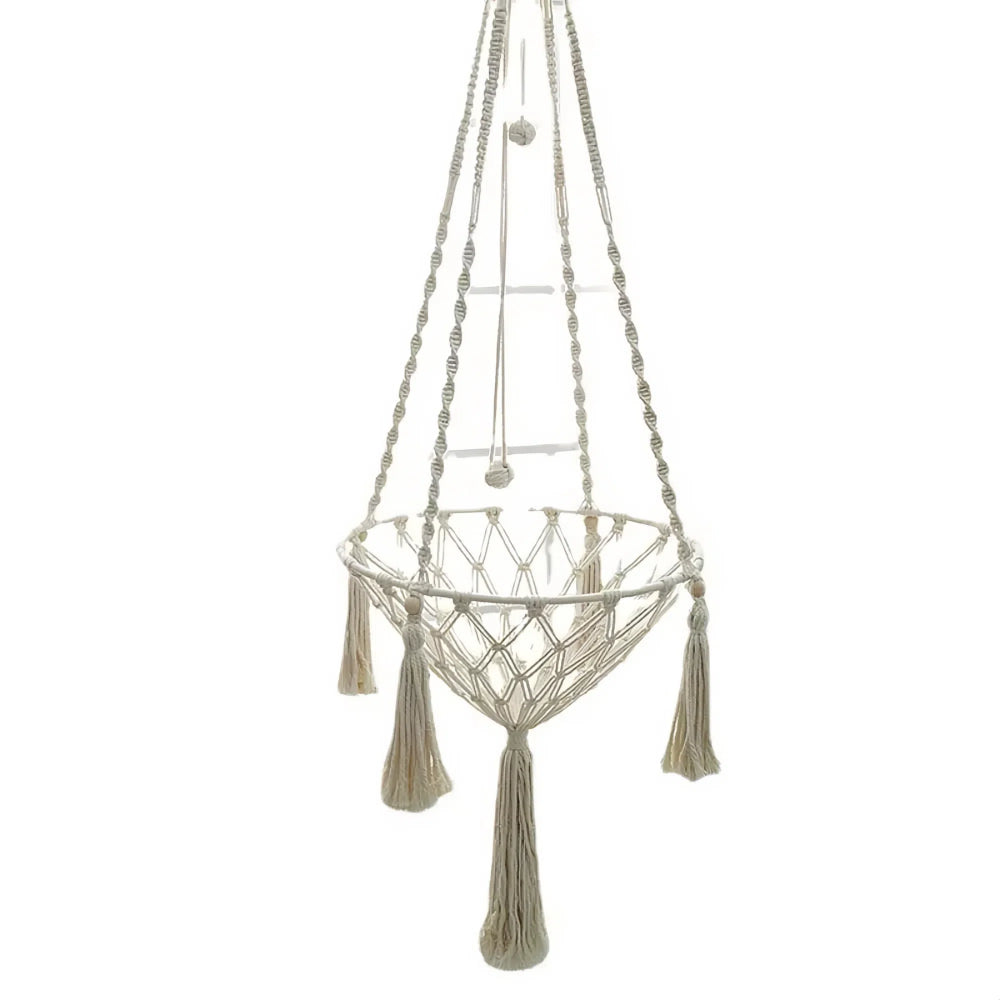 Hand Woven Cotton Cat Hammock Luxurious Hanging Basket for Indoor Kitties_5