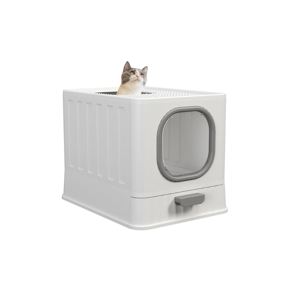 Cat Litter Box Detachable Top Front Entry Litter Box with Portable Scoop Drawer_0