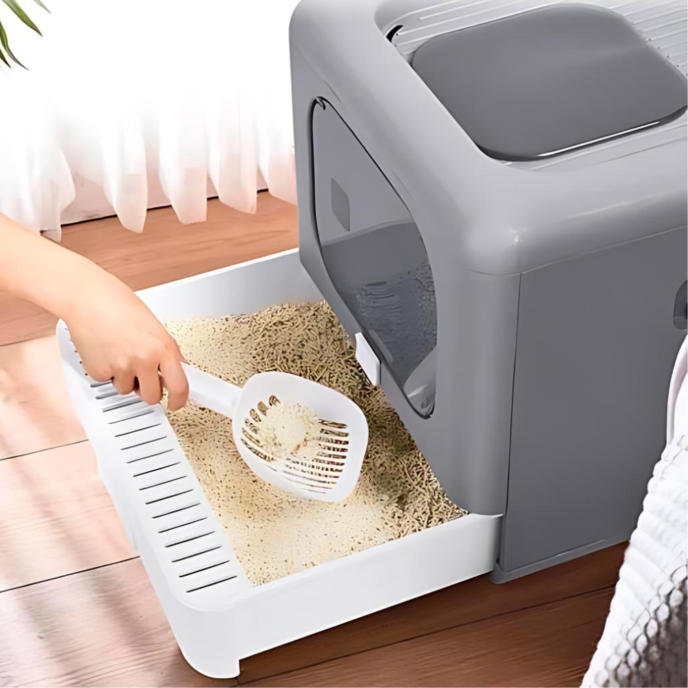 Sleek and Functional Cat Litter Box-Detachable Design_5