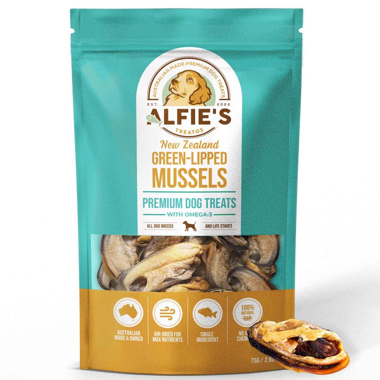Alfie's Treatos New Zealand Green Lipped Mussel Dog Treats
