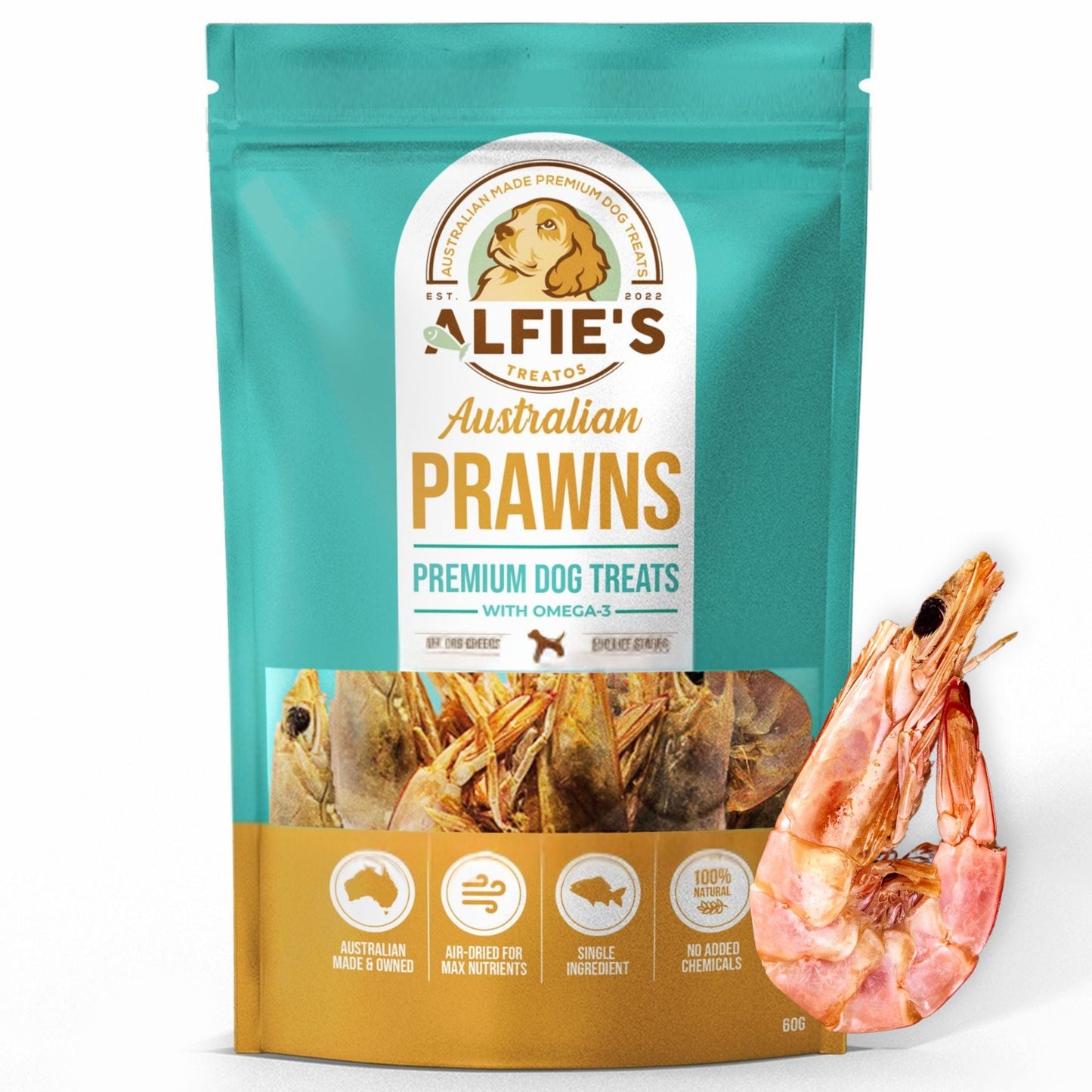 Alfie's Treatos Wild-Caught Australian Jumbo Shrimp Dog Treats