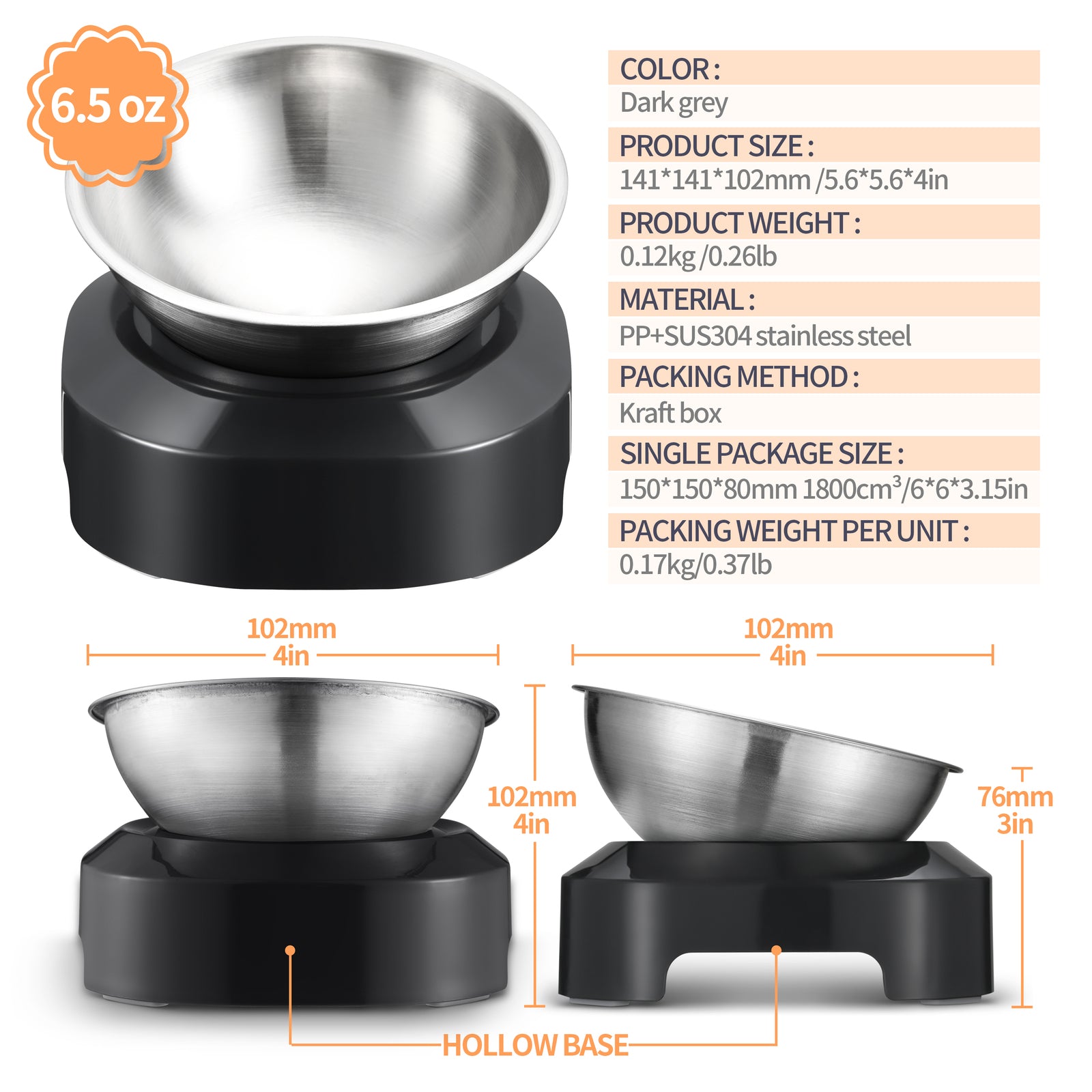 Portable Anti Slip Stainless Steel Pet Bowl for Travel and Everyday Use
