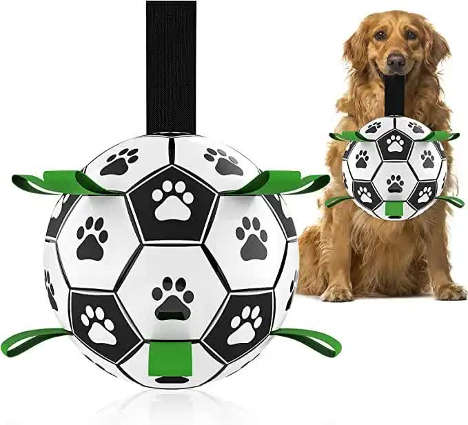 15*15cm Interactive Dog Toy Soccer Ball with Rope | Outdoor Fetch & Tug Play for Dogs | Training & Exercise Pet Toy