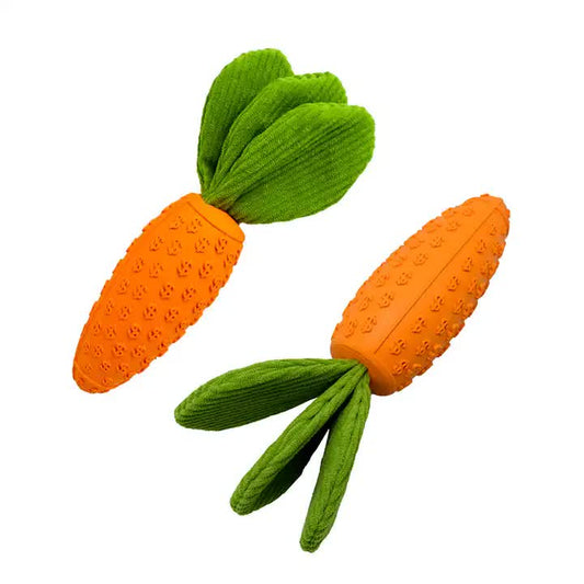 2 PCS Durable Rubber Carrot Dog Toy – Squeaky Chew Toy for Large Dogs, Puppy Teething & Dental Care, Interactive Play for Bored Pets