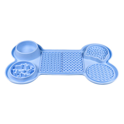 Light Blue Silicone Pet Licking Mat Slow Feeder Pad with Strong Suction and Foldable Design, Heat Resistant -40°C to 240°C, for Dogs and Cats