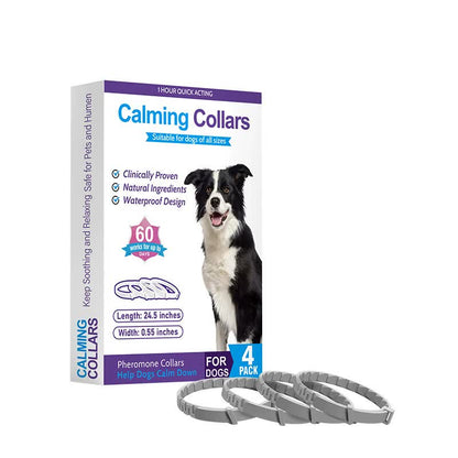 Gray Calming Collars for Dogs - Natural Stress Relief, Adjustable, 4 Pack