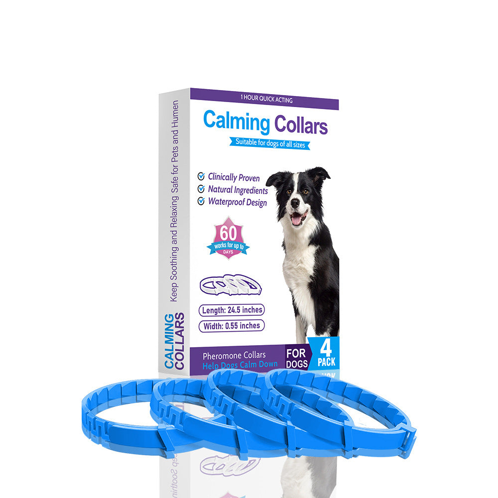 Blue Calming Collars for Dogs - Natural Stress Relief, Adjustable, 4 Pack