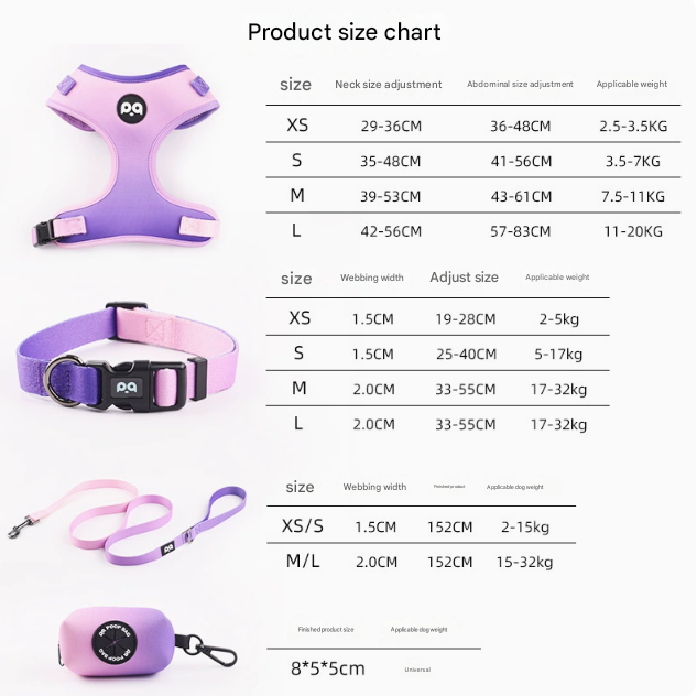 Adjustable Soft Pet Harness with Leash & Poop Bag Dispenser