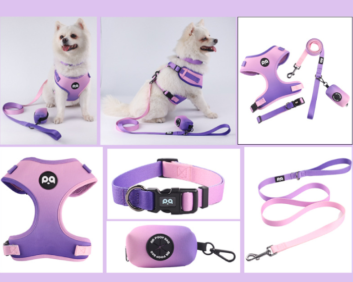 Adjustable Soft Pet Harness with Leash & Poop Bag Dispenser