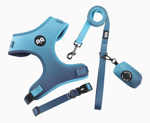 Adjustable Soft Pet Harness with Leash & Poop Bag Dispenser