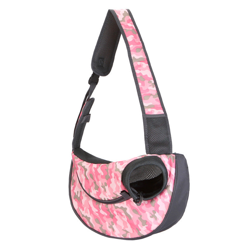 Size L Pink Lightweight Single Shoulder Pet Sling Bag -  Stylish Durable Oxford Fabric Carrier