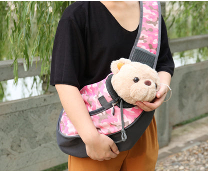 Size L Pink Lightweight Single Shoulder Pet Sling Bag -  Stylish Durable Oxford Fabric Carrier