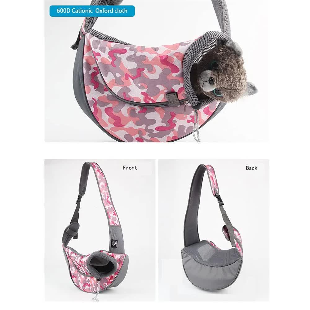 Size L Pink Lightweight Single Shoulder Pet Sling Bag -  Stylish Durable Oxford Fabric Carrier