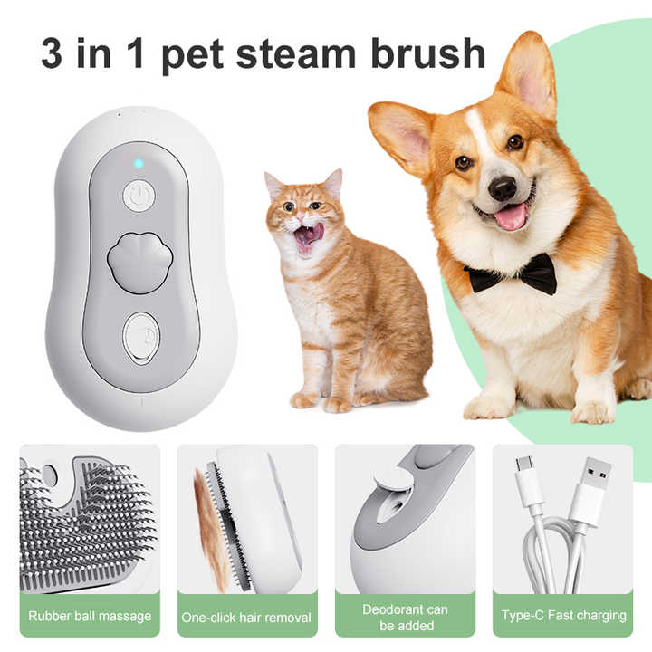 Pet Grooming Steam Brush