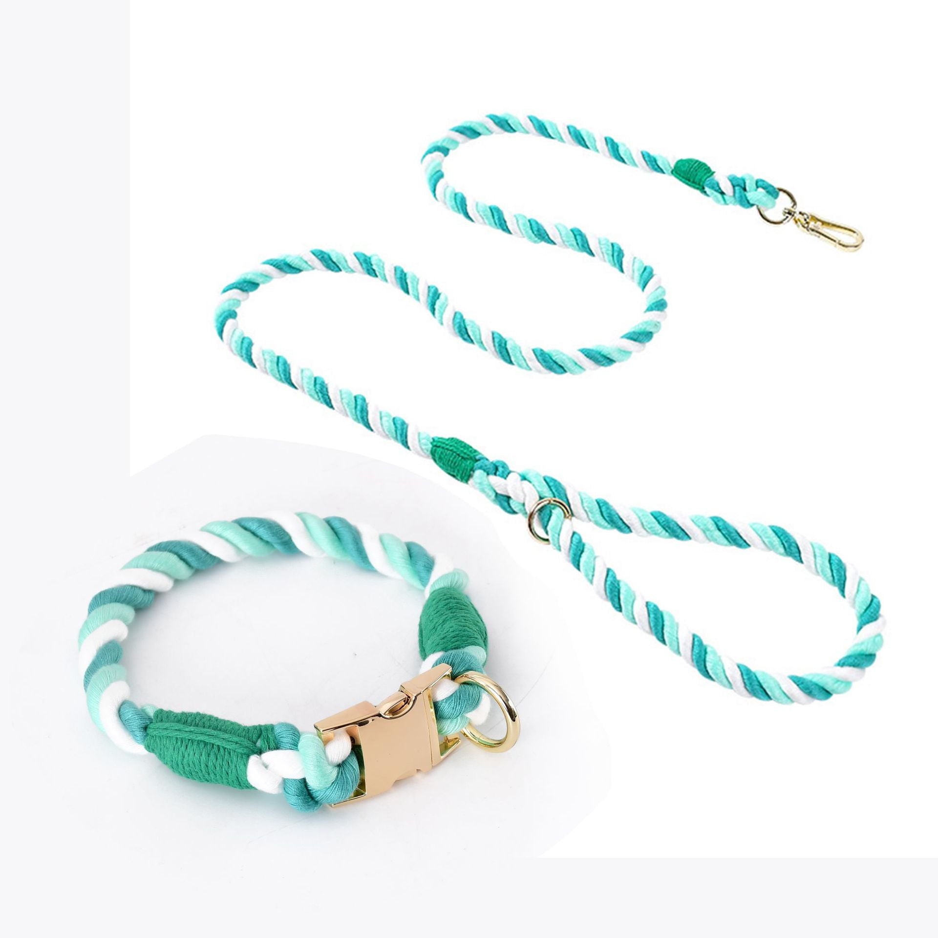 Slip-On Dog Leashes and Leather Dog Collar Leash Set