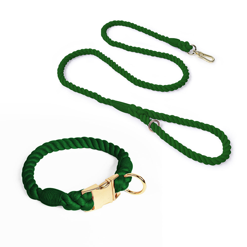 Slip-On Dog Leashes and Leather Dog Collar Leash Set