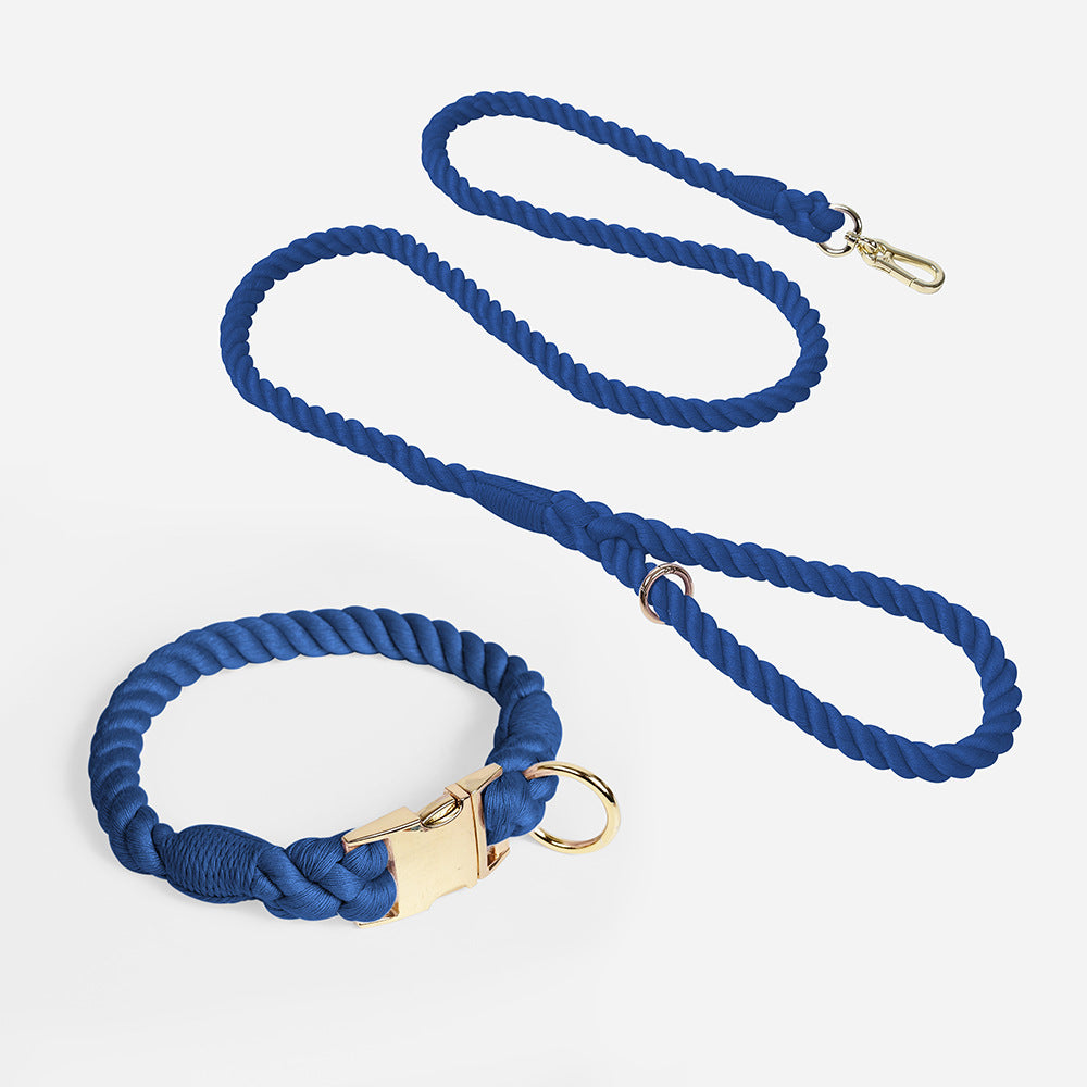 Slip-On Dog Leashes and Leather Dog Collar Leash Set