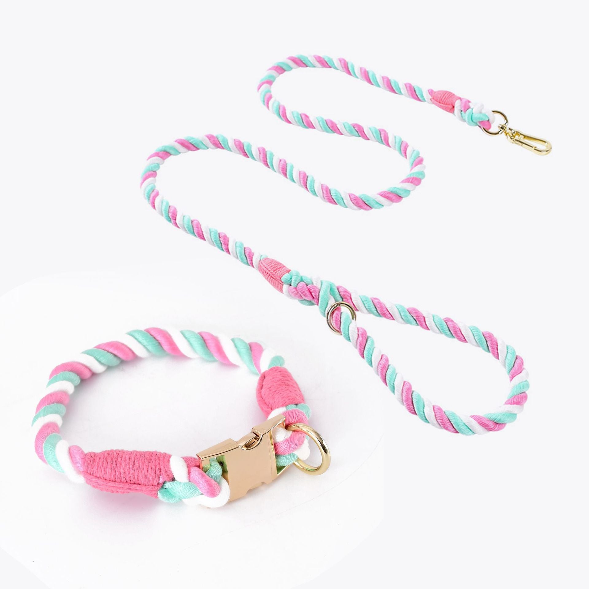 Slip-On Dog Leashes and Leather Dog Collar Leash Set