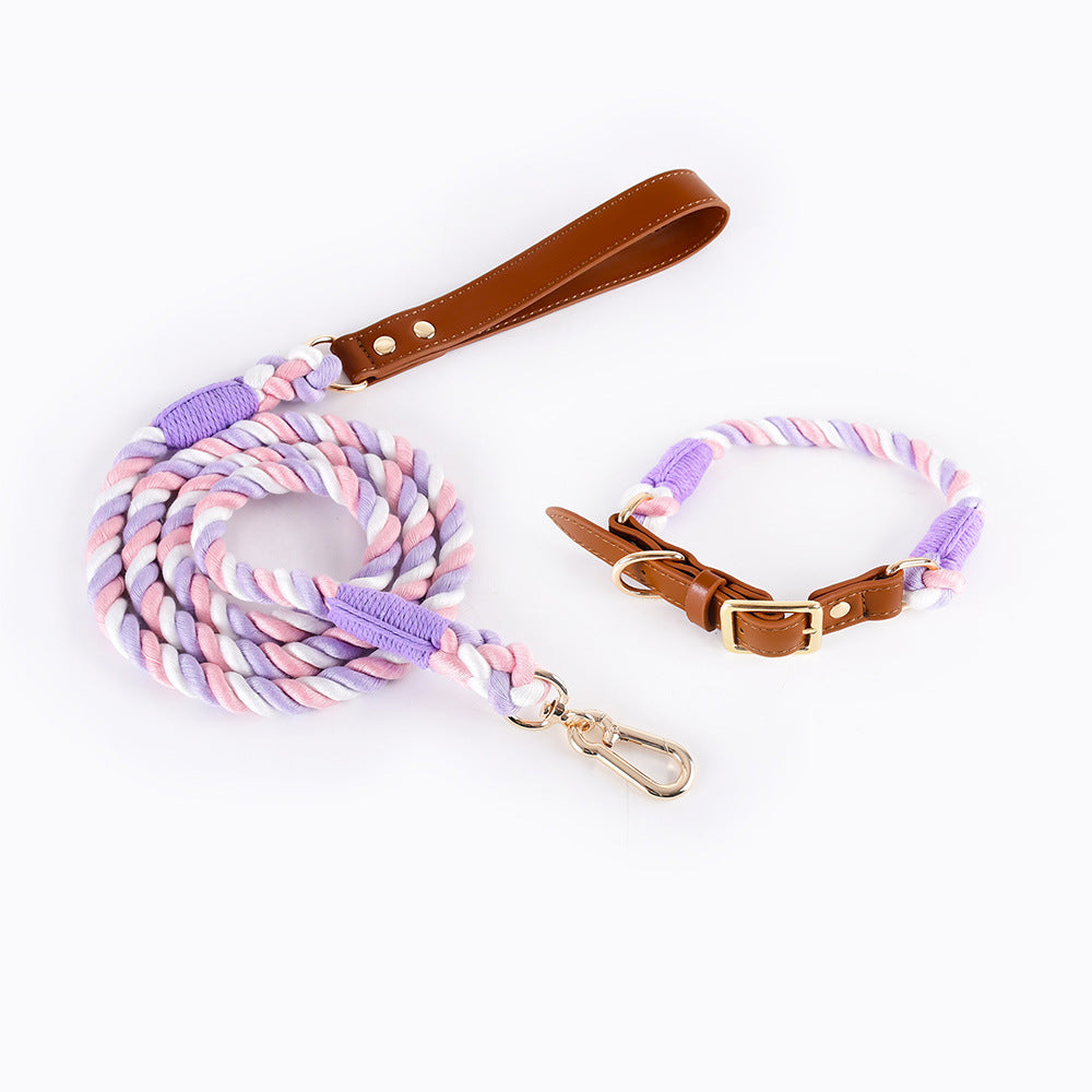 Slip-On Dog Leashes and Leather Dog Collar Leash Set